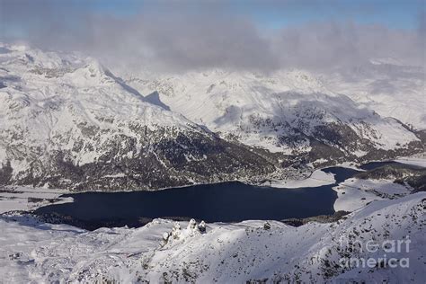 Stunning View Of The Lake Silvaplana In The Engadine Valley From