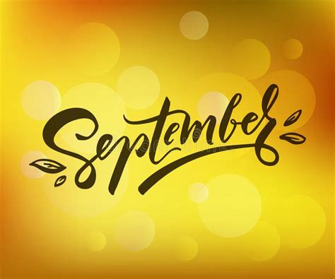 September Vector Typography Illustration For Greeting Card Calendar