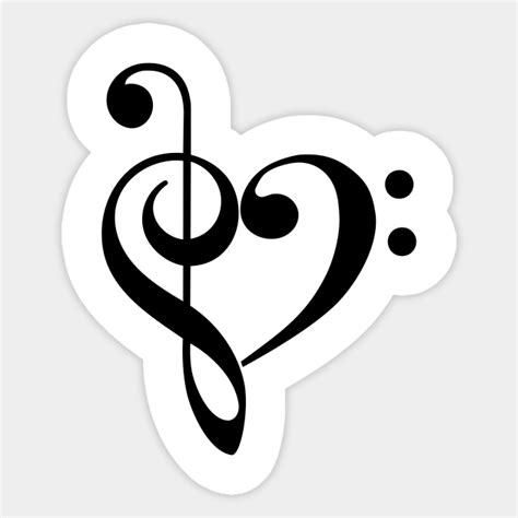 Treble Clef And Bass Clef Heart Music Sticker Teepublic Uk