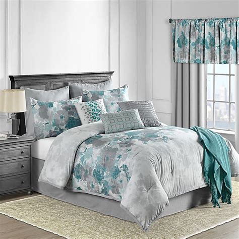 Claire 10 Piece Comforter Set In Teal Bed Bath And Beyond