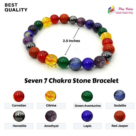 7 Seven Chakra Stone Bracelet Reiki Crystal Chakra Healing 1pc
