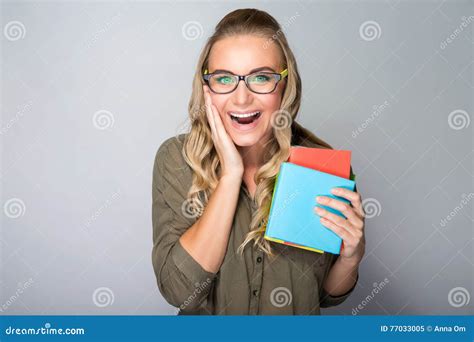 Happy Excited Student Girl Stock Image Image Of Exams 77033005
