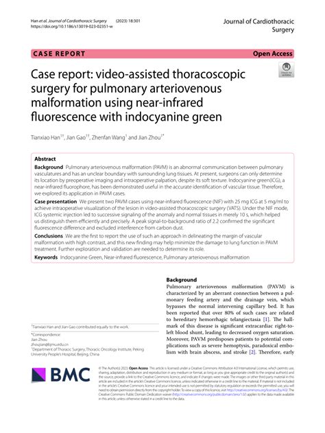 Pdf Case Report Video Assisted Thoracoscopic Surgery For Pulmonary
