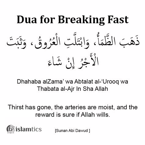 The Authentic Dua For Breaking Fast From Sunnah In Arabic And Meaning