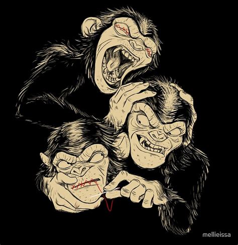 Three Wise Monkeys Art Prints By Mellieissa Redbubble