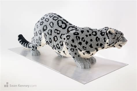 Sean Kenneys Art With Lego Bricks Snow Leopard