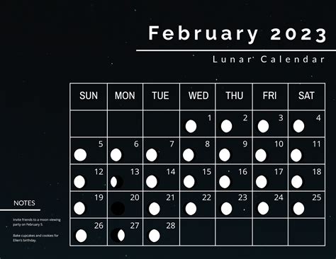 Lunar Calendar January 2023 In Photoshop Illustrator Ms Word Download
