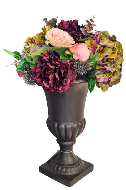 silk flower arrangement large black vase dandr furnishers