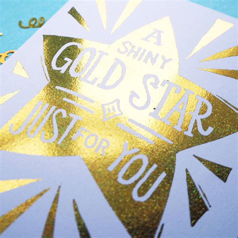 Gold Foil Star Thank You Congratulations Card By Woah There Pickle
