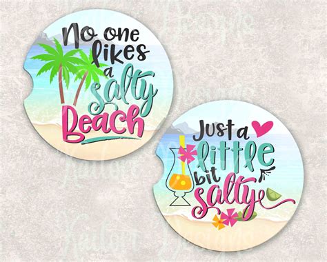 Salty Beach Car Coaster Sublimation Design Etsy Car Coasters Beach