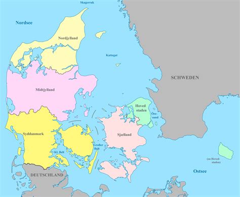 Dänemark Karte mit Regionen Landkarten mit Provinzen