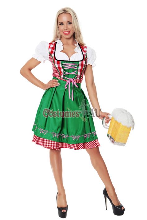 ladies oktoberfest beer maid wench german bavarian heidi fancy dress costume