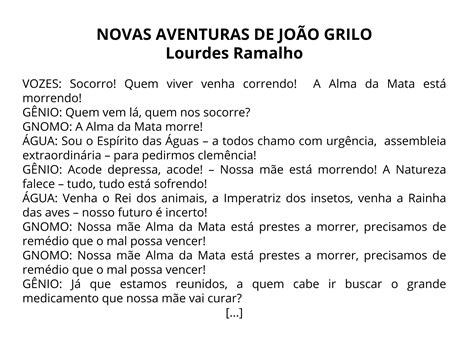 Leitura do texto dramático Novas aventuras de João Grilo Planos de aula º ano Língua