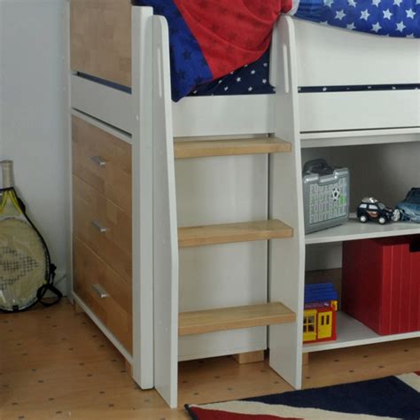 Other designs of mid sleeper beds will offer only the cabin bed frame with an empty space beneath the bed. Urban Kids Mid Sleeper 5 Bed In Solid Pine & Birch Wood ...