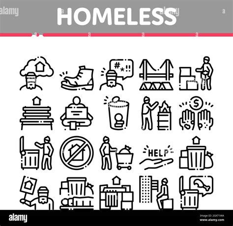 Homeless Beggar People Collection Icons Set Vector Stock Vector Image