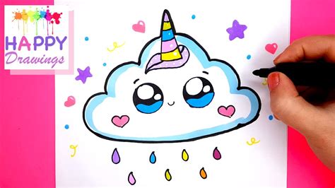 How To Draw Cute Unicorn Cloud Easy Compilation Of 3 Cute Drawings