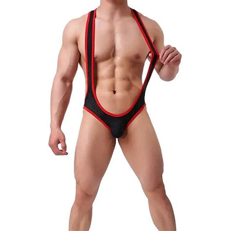 MEN S SEXY MESH Jockstrap Leotard Underwear Jumpsuits Wrestling Singlet