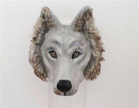 Wolf Mask Made To Order Paper Mache Black Or White Lykos Wolf Etsy