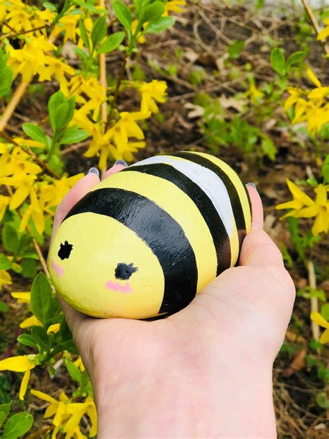 Hand Painted Bumble Bee Rock Etsy