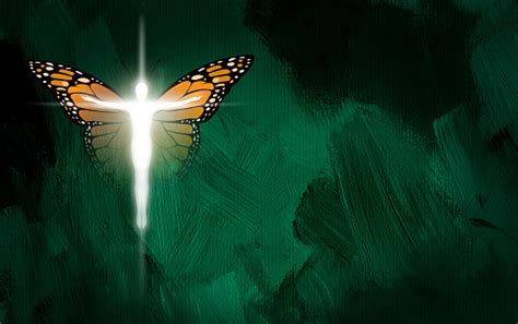 Christian Spiritual Rebirth And Glory With Symbolic Butterfly Graphic