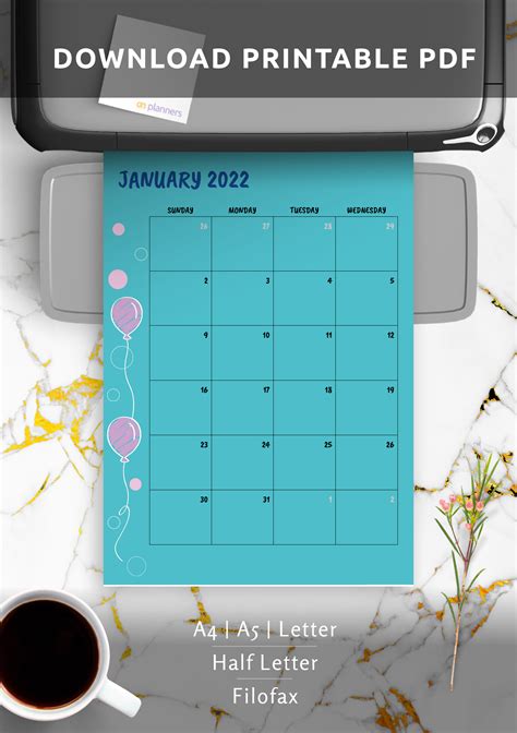 Download Printable Blue Monthly Birthday Calendar PDF