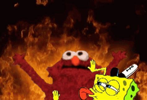 Elmo Fire Spongebob Lick 