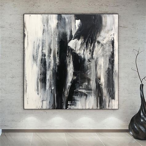 Modern Painting Canvas Minimalist Wall Art Abstract Black And White Pa