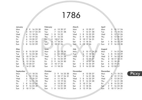 Image Of Calendar Of Year 1786 Ge740763 Picxy