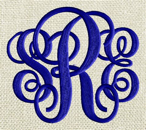 Large 4 Inch Tall Scripty Monogram Font Embroidery File 26 Letters