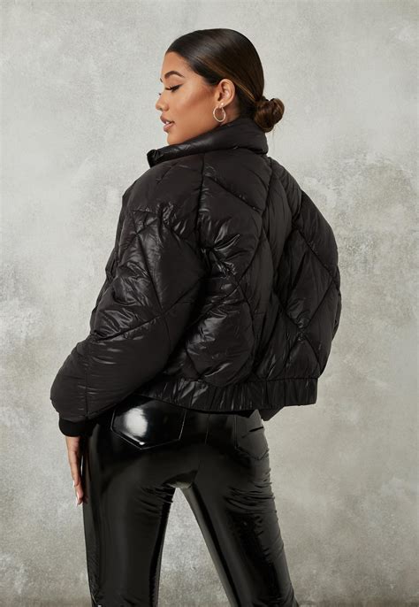 Black Diamond Quilted Padded Bomber Jacket Missguided