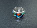 Native American Sterling Silver Inlay Ring Calvin Begay Jewelry