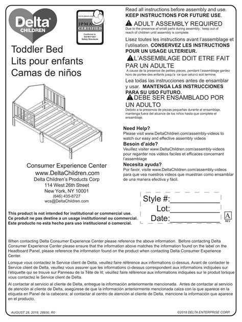 Delta Children Homestead Toddler Bed User Manual Manualzz