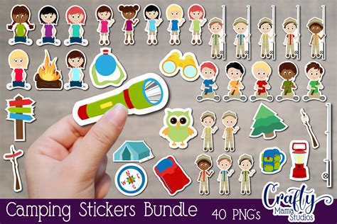 Camping Stickers Summer Camp Sticker Bundle Kids Stickers By Crafty