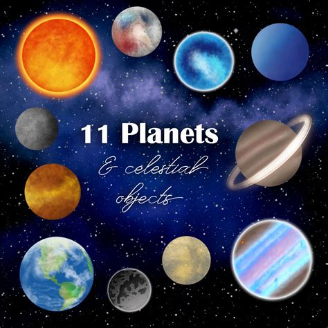 11 Planets And Celestial Objects Icon Set Magda Design Printable