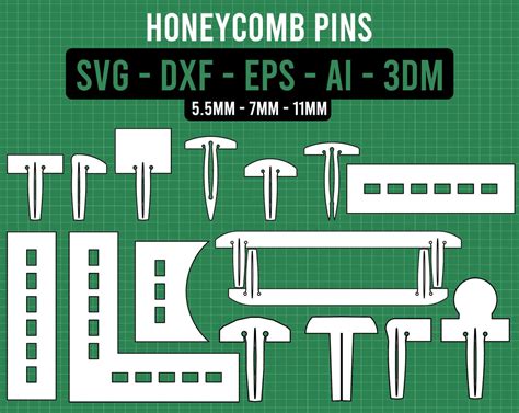 Honeycomb Pins Svg Glowforge Pins Svg Laser Cut Pins Files Etsy France
