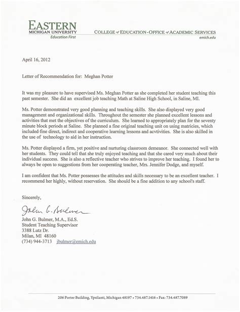 Letter Of Recommendation For College Student From Teacher • Invitation