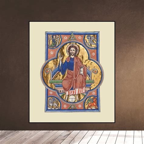 Jesus Christ Medieval Miniature From Illuminated Manuscript Religious