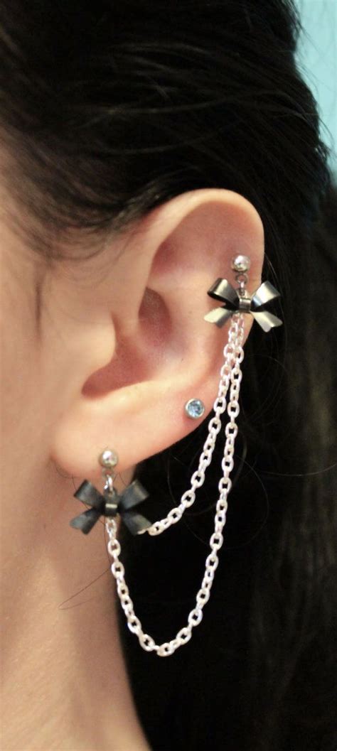 Cartilage Chain W Matching Single Earring Etsy Ear Jewelry Cute