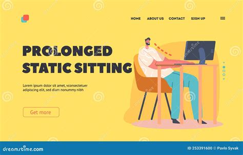Prolonged Static Sitting Landing Page Template Male Character Wrong