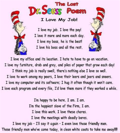 The Lost Dr Seuss Poem I Love My Job