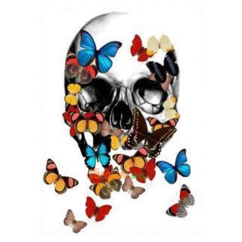 5d Diy Diamond Painting Embroidery Skull Butterfly Cross Stitch Craft