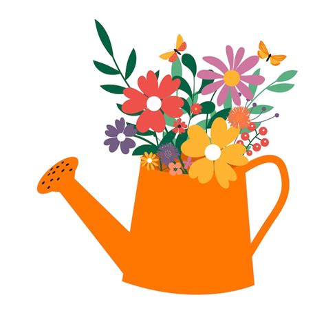 Watering Can With Flowers Clipart