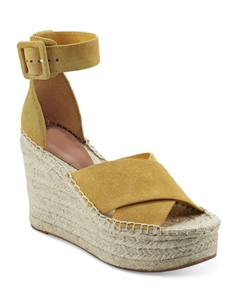 Marc Fisher Able Square Toe Crossover Espadrille Wedge Platform Sandals