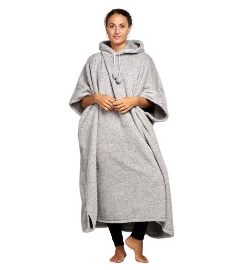 Womens Ladies Warm Fleecy Hooded Poncho Capes Kaftan Dressing Gown