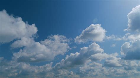 Blue Heaven Summer Cloudscape Rolling Puffy White Clouds Are Moving