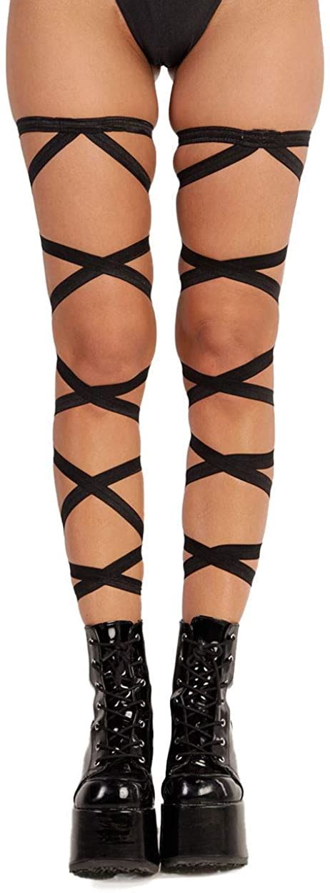 Iheartraves Womens Black And Reflective Non Slip Leg Wraps For Dancing