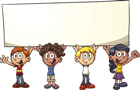 Kids Holding A Sign Stock Illustration Download Image Now Istock