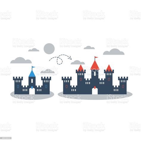 Big Small Castle Comparison Concept Stock Illustration Download Image