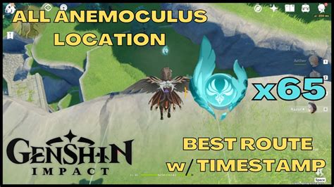 All 65 Anemoculus Locations Best Route W Timestamp Genshin Impact