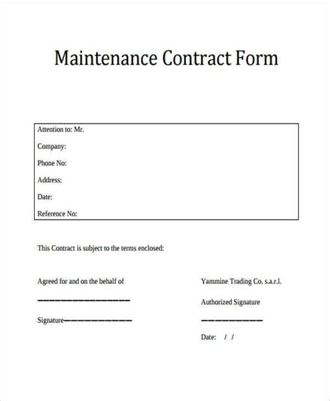 Maintenance Contracts Templates